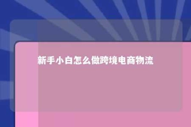 新手小白怎么做跨境电商物流 跨境电商怎么开始做